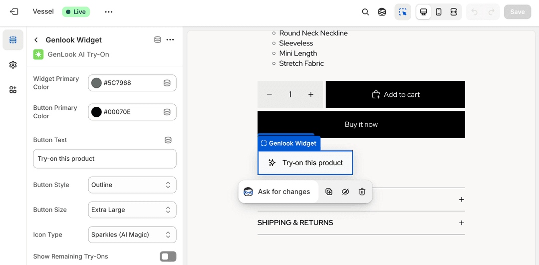 Adicionar e configurar o botão no seu tema