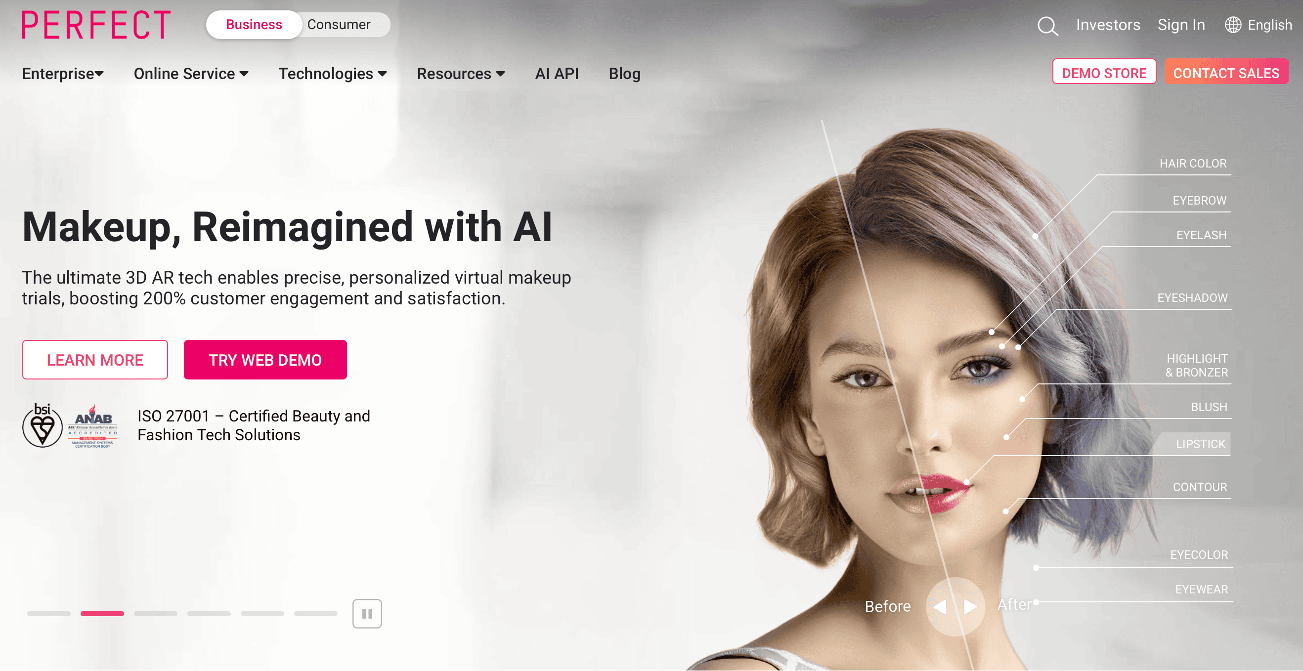 Site web de Perfect Corp