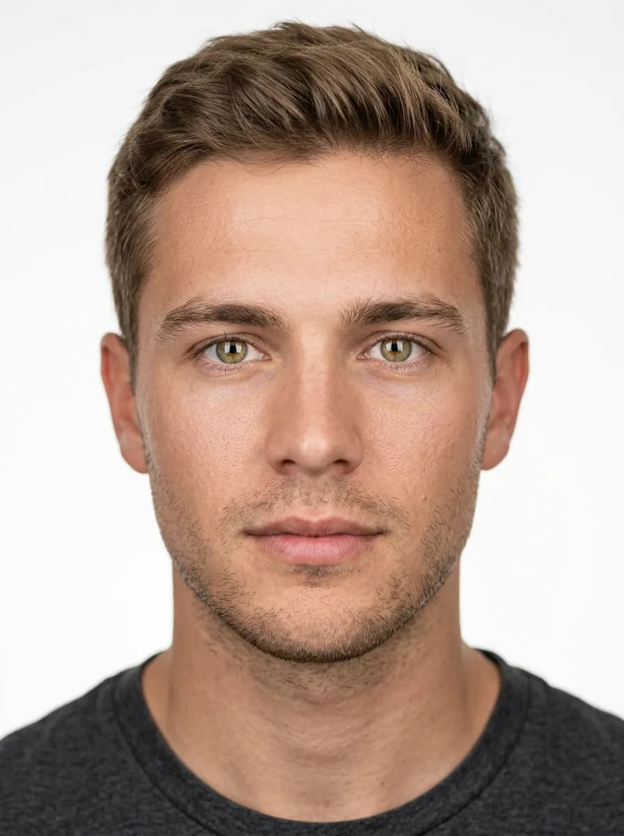 Before: natural hazel eyes Model with hazel eyes before try-on