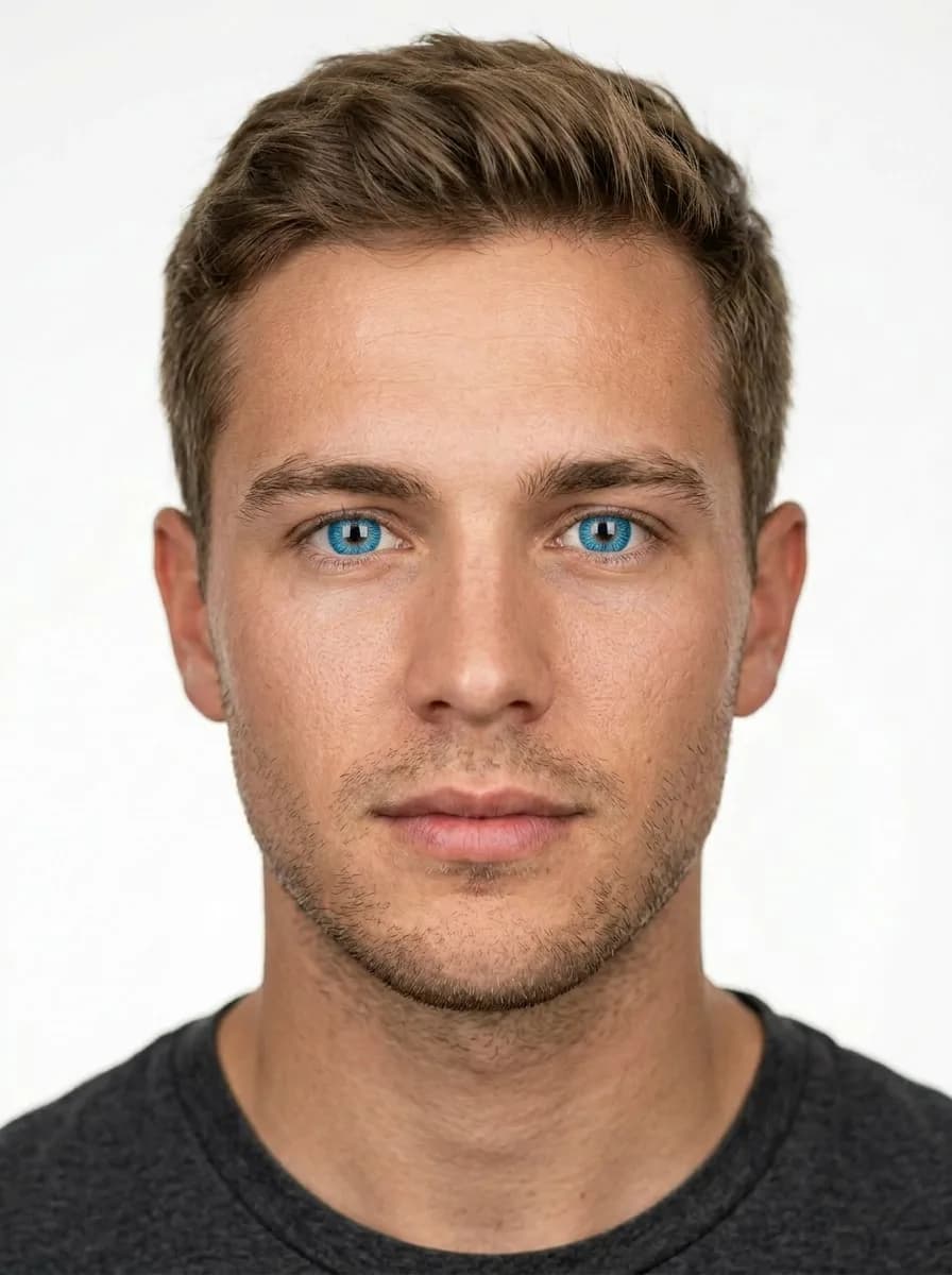 After: ocean blue lenses Same model wearing ocean blue colored contact lenses