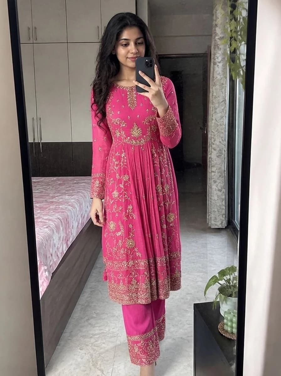 Embroidered anarkali set